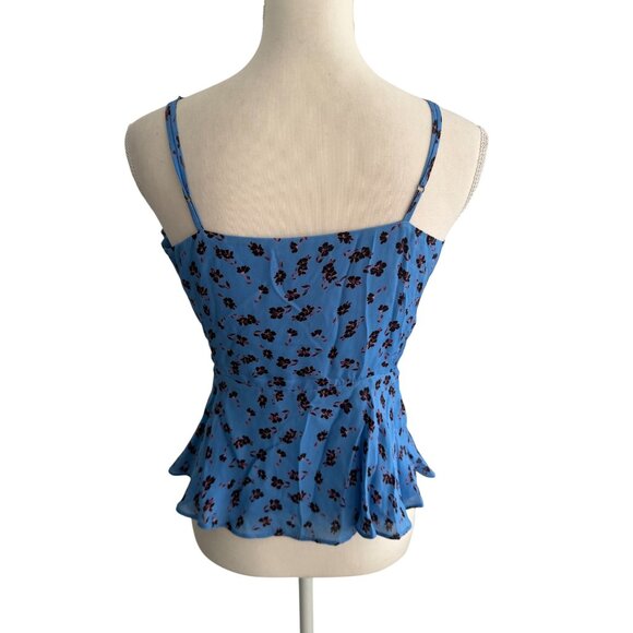 PARKER Blue Floral Side Zip Tank Top Blouse Size Small - Picture 2 of 6